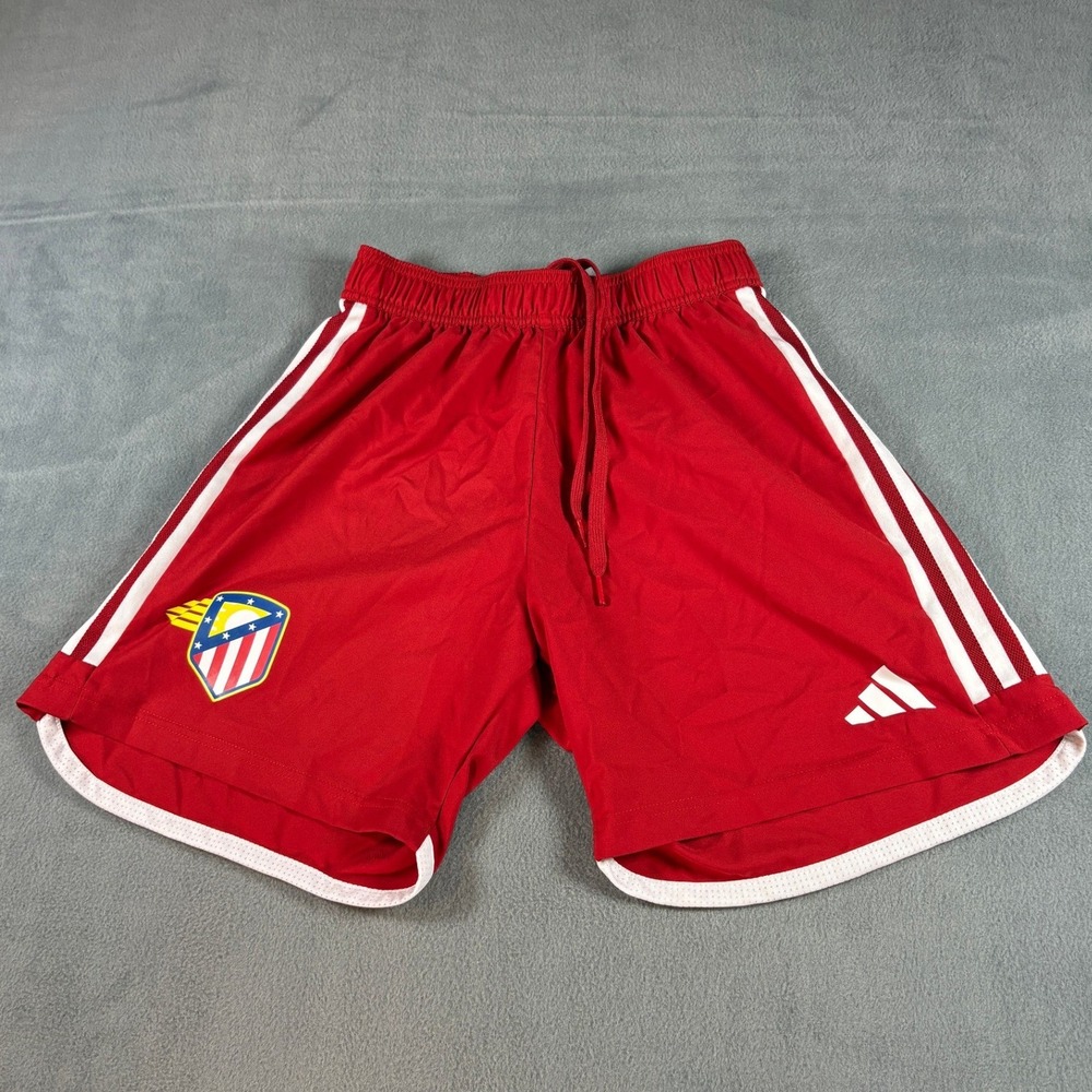 Adidas Mens Red Soccer Shorts Athletic Training Striped Small